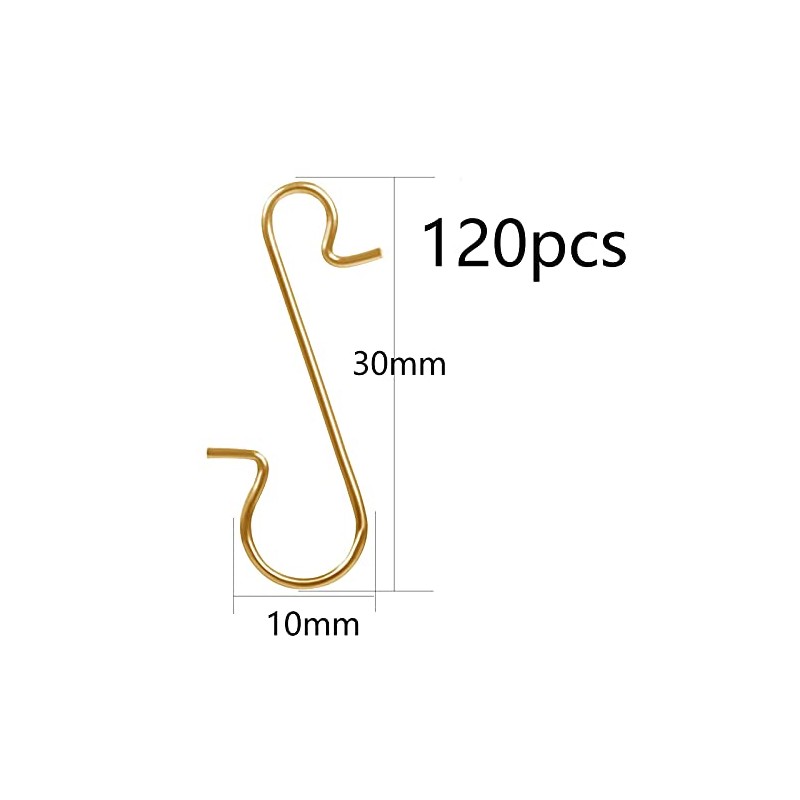 HERZWILD 120pcs Bauble Hooks, Christmas Tree Hooks, Ornament Hooks, Bauble