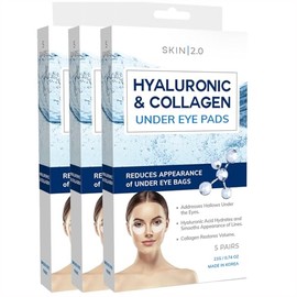 Skin 2.0 Parches de colágeno y ácido hialurónico para debajo de los ojos probados por dermatólogos, hidratantes, reducen bolsas y arrugas,...         
