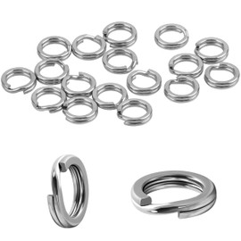JSHANMEI Stainless Steel Fishing Split Rings High Strength Double Loop Flat Split Rings Lure Connector Solid Rings Fishing Tackle for Jigging Trolling Freshwater Saltwater Fishing (7.5mm-80pcs)