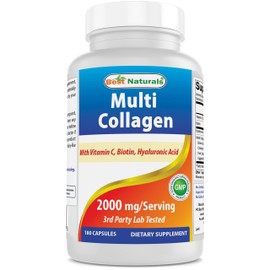 Best Naturals Multi Collagen Pills 2000mg for Women & Men - Hydrolyzed Collagen Peptides Capsules for Hair Skin and Nails with Types I II III V X, Biotin, Hyaluronic Acid & Vitamin C