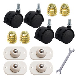 4 Universal Wheels with Brakes, 4 Ball Castors, 4 Trapezoidal Nuts, 1 Small Double Key, Universal Wheels, Dryer Rollers, Nylon Wheels