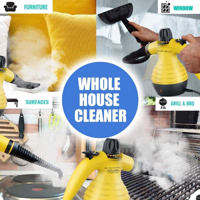 Comforday Multi-Purpose Handheld Pressurized Steam Cleaner with 9-Piece Accessories, Perfect