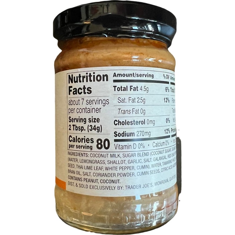 Trader Joe's Thai Peanut Satay Sauce, Vegan, 8.1 oz (Pack