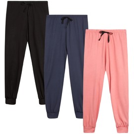 Sweet Hearts Girls Sweatpants - 3 Pack Super Soft Girls' Activewear Performance Jogger Pants: Made in USA (Sizes: 5-18), Size 10-12, Black/Mauve/Navy
