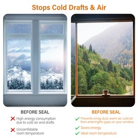 2 Roll Clear Window Sealing Tape, 2 Inch x 16 Feet, Weather Stripping Residue-Free Clear Window Insulation Tape for Door and Shower Glass Gaps