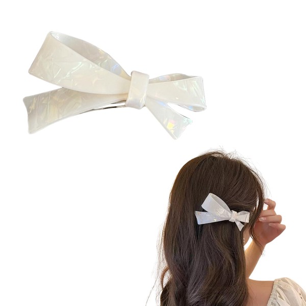 EZ PEACH Barrette, Large, Simple, Bowknot Line, Semi-Matt, Pipe, Tortoise