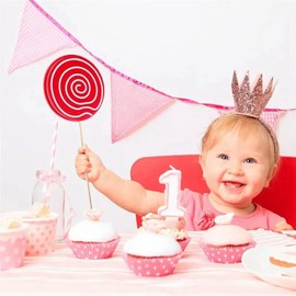 Tsudoku 3Pcs Simulated Lollipop Prop Fake Lollipop Model Candy Ornament Wedding Festival Decoration Easy Install,Red