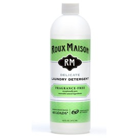 Roux Maison Laundry Detergent with High Efficiency (HE) All Purpose Formula, All Natural Laundry Soap, Up to 40 Machine Loads or 80+ Hand Washes, Delicate Fragrance Free 16oz.
