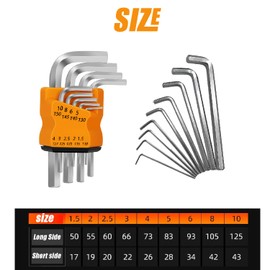 Wzenclave Professional 9-Piece Hex Key Set & Allen Wrench Kit (1.5-10mm) - Bike/Bicycle Repair Tools, Chrome Vanadium Steel L-Shape Keys for DIY, Furniture, Machinery - Metric Sizes Included ﻿