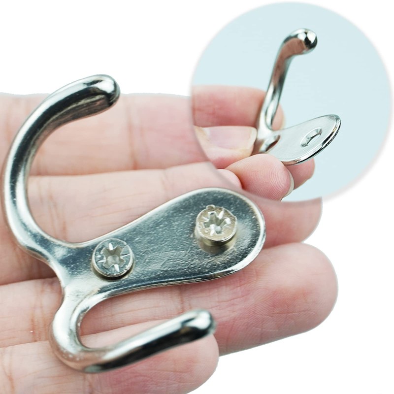 Coat Hooks, Silver, Pack of 6 Vintage Coat Hooks with