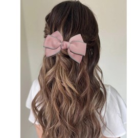 TseenYi Large Hair Bow Hair Clip Pink Fabrac Bow Clip Barrette Large Bow Knot Hairpin Bowknot Hair Clip Vintage Bow Tie Barrette Clip Headwear Winter Ribbon Bow Headwear