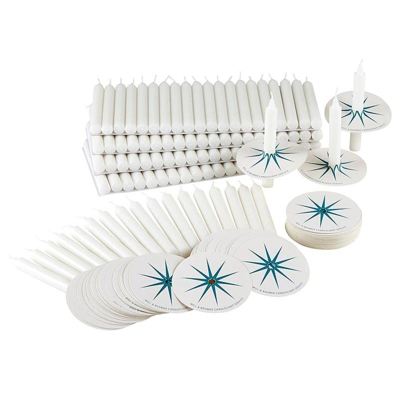 CB Church Supply Candlelight Service Candles with Cardstock Bobeche Kit