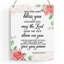 Inspirational Bible Verses Numbers 6:24-26 Wall Decor Scripture Wall Art Christian Wall Art Decor Prayer Room Decor Religious Gifts, Wooden Sign for Home Office Nursery Bathroom Decoration 8x10 Inches