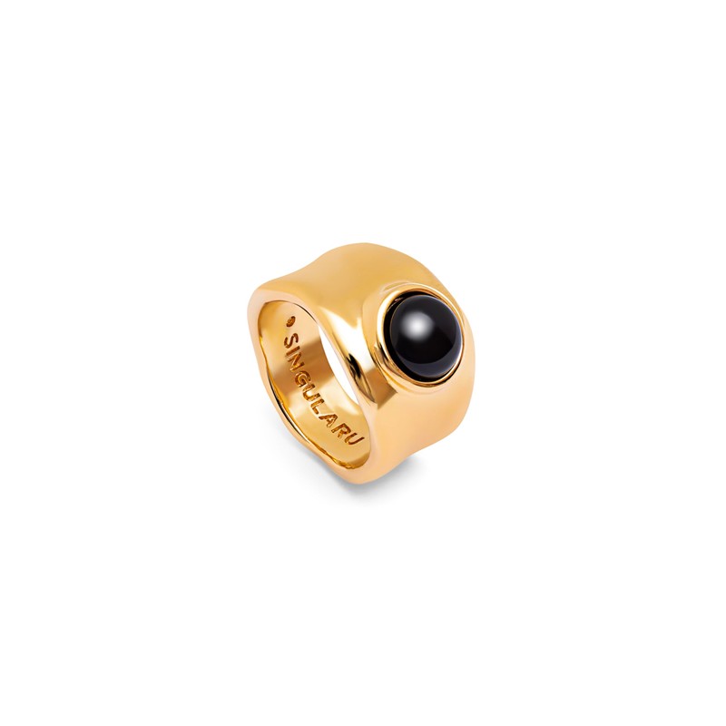 SINGULARU - My Onyx Ring - Solid Brass Ring with