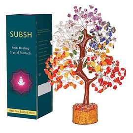 SUBSH SUBSH Crystals - 7 Chakra Crystal Tree - Gemstone Tree - Chakra Crystals - Crystal Tree of Life - Crystal Gifts - Crystals and Healing Stones - Crystal Tree For Positive Energy (10-12 inch)