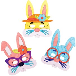 Baker Ross Easter Bunny Colour In Masks - Pack of 8, Kids Crafts (AT430),White,28 x 22.5 x 2.5 cm; 150 Grams