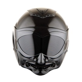 1Storm Motorcycle Open Face Fiber Glass Dual Visor Helmet Scooter Classical Knight Bike Samurai Glossy Black + One Extra Clear Shield