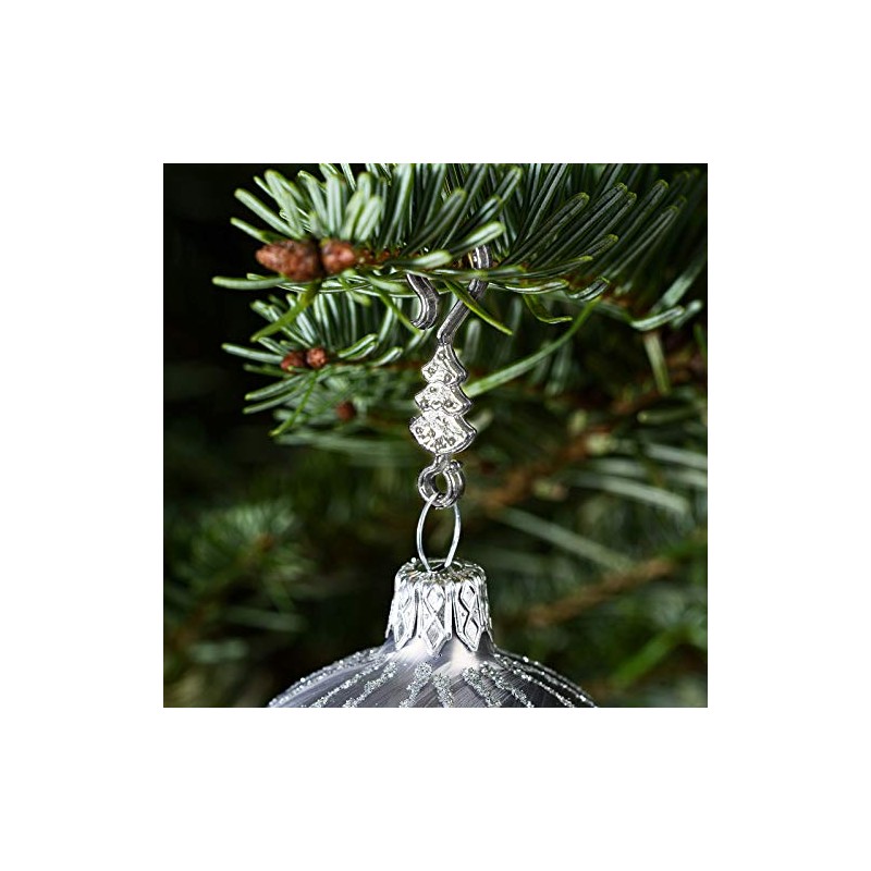 Pack of 60 Christmas Baubles Hooks Chrome Silver Christmas Tree