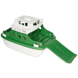 Green Ferry Boat with Tug Boat
