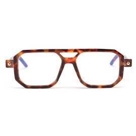 FEISEDY Reading Glasses Vintage Square Blue Light Blocking Glasses Women Men 70s Flat Aviator Glasses B0090 Leopard 2.5x
