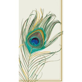 Boston International 32 Count 3-Ply Paper Guest Towel Buffet Napkins, Peacock Feather
