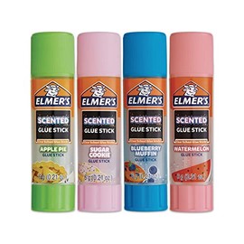 Elmer's® Barras de Pegamento, con Aroma, Seguro, No Tóxico, para la Escuela, Transparentes, Aromas surtidos, 4 Unidades (6 g cada una), 2170381