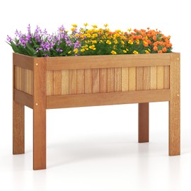 Giantex Wooden Raised Garden Bed, Wood Elevated Planter Box w/Legs, 35”Lx 16”Wx24”H, Outdoor Planter Stand for Flower Herb Vegetable Fruit Succulent