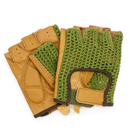 Adapter Universe Motorist Gloves Retro Vintage Leather Fingerless Driving Gloves Cycling Green