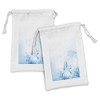 Lunarable Pale Blue Fabric Pouch Set of 2, Hand Drawn