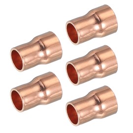 PATIKIL 5Pcs Copper Reducer 3/8" x5/16 ID Reducing Copper Coupling Fitting Pipe Adapter