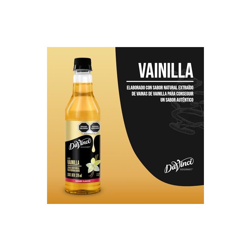 DaVinci Gourmet Jarabe Sabor Vainilla 375 ml para Café y