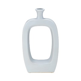 14" Ceramic Vase - Baby Blue Creative Contemporary Cut-Out Vase for Decorative Home Table Decor - Beautiful Stoneware Office Decoration