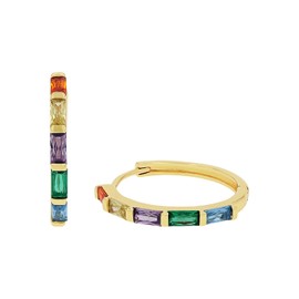 s.Oliver 2035503 Women's Creole Earrings 925 Sterling Silver with Synthetic Zirconia 2 cm Gold Comes in Jewellery Gift Box, Sterling Silver, Created Cubic Zirconia