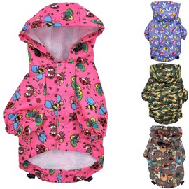 for Small Pet Cat Dog Raincoat Hoodie Coat Waterproof Rain Jacket Rainwear (XXS: Length - 8", Pink)