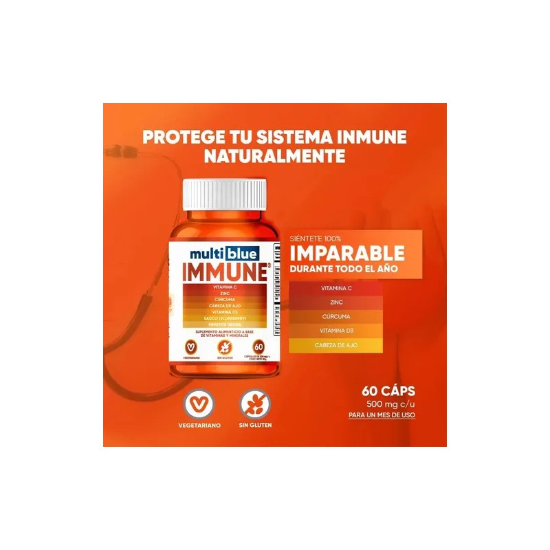 Multivitamínico Multiblue Sin Sabor 60 Cápsulas con Vitamina C Zinc