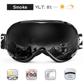ZIONOR Lagopus Ski Snowboard Goggles UV Protection Anti-fog Snow Goggles for Men Women Youth - B1 Black Frame Black Lens
