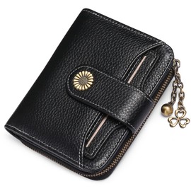 SENDEFN Women's Small Purse, Women's Genuine Leather, with Coin Compartment, Small Zip Wallet, Card Holder, with RFID Blocker, Modern