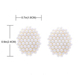 YOQUCOL Oval Shaped Simulated Pearl Golden Big Stud Earrings for Women