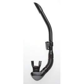 RIFFE Stable Scuba Diving and Snorkeling Dry Snorkel - Low Profile & Lightweight with Flexible Folding Vinyl Tube - Shark Fin-Shape Tip - High Quality Hinged Keeper & Purge Valve