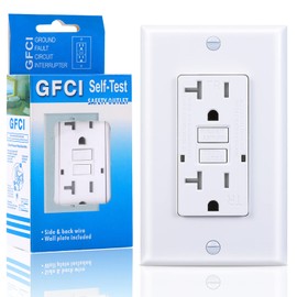 3GRACE 20 Amp GFCI Outlet, Tamper-Resistant GFI Receptacle with LED Indicator, Self-Test Ground Fault Circuit Interrupter, Decorator Wall Plates and Screws Included, UL Listed, White（1 Pack）