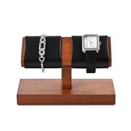 Papten SM21503 Wooden Watch Stand, For 2 Pieces, Luxury, Stylish, Display, Storage, Photography, Gift etc. (Black)
