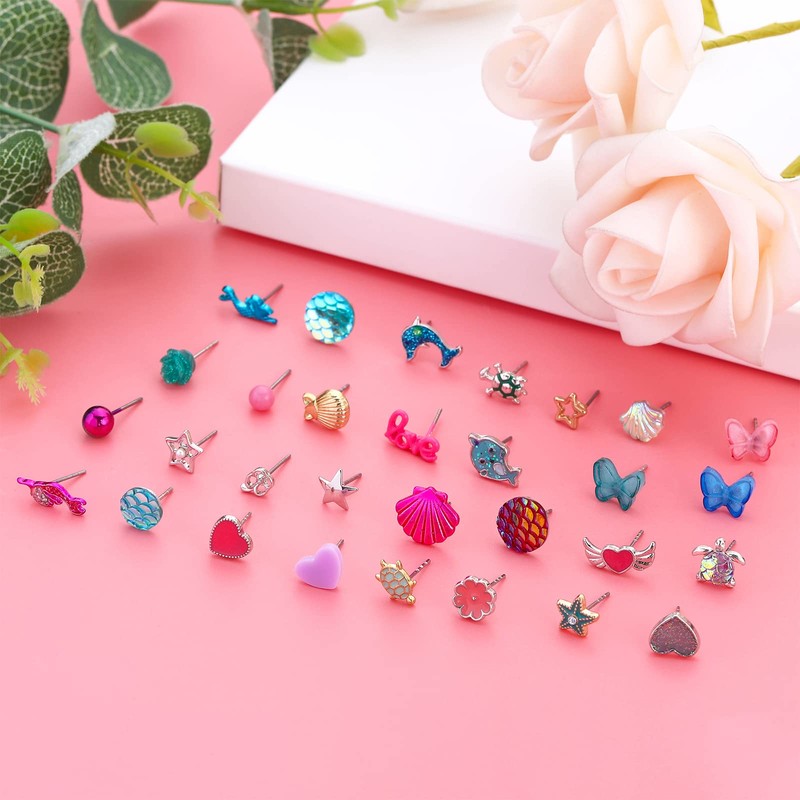 NEWITIN 100 Pares De Aretes Lindos Y Coloridos Para Niñas,