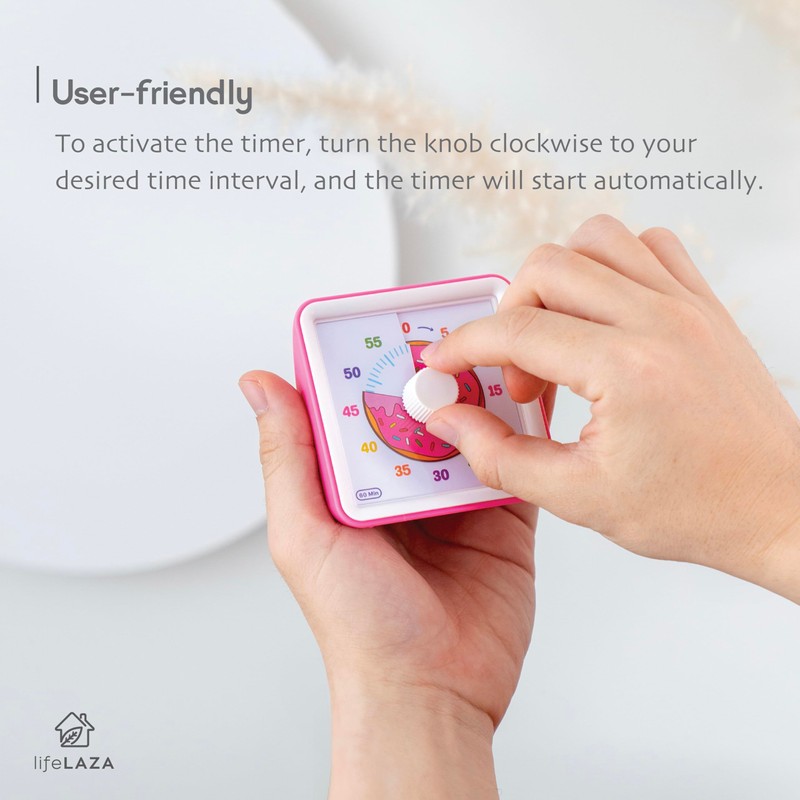 LifeLAZA Visual Timer 60 Minutes Countdown Timer for Kids and