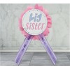 Big Sister Badge Pin Baby Shower Pink Chiffon flower &
