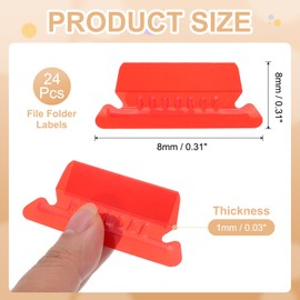 PATIKIL 3 Inch File Folder Tabs, 24pcs Hanging File Tabs Plastic Labels Clear Transparent with Inserts for Hanging File Binders Quick Identification Organizer, Red Slot