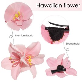 6 Stück künstliche Blumen-Haarspangen, 8,9 cm, Bohemian-Blumen-Haarnadel, hawaiianischer Hibiskus, Plumeria, Haarnadel für Strand, Urlaub, Brautschmuck, Haarschmuck für Frauen und Mädchen