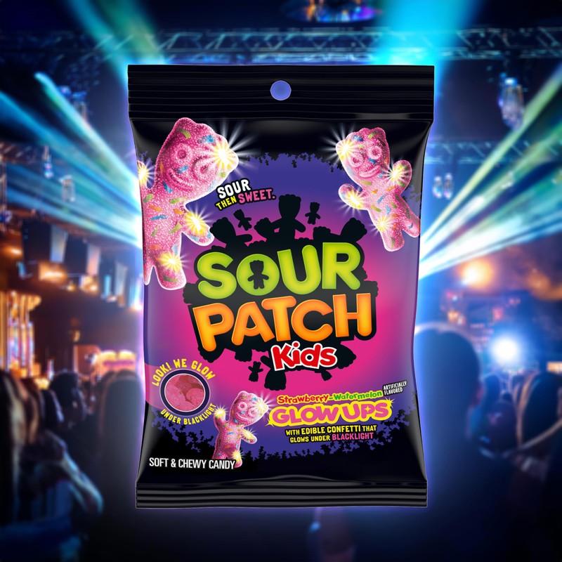 SOUR PATCH KIDS Glow Ups Strawberry-Watermelon Soft & Chewy Candy,