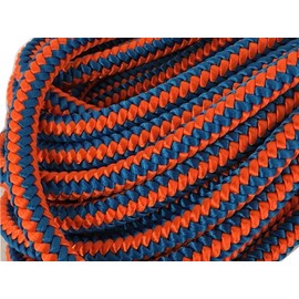 12 Strand Arborist Polyester Blue Ox Rope 1/2 inch by 150 feet Blue Orange, Made in The USA