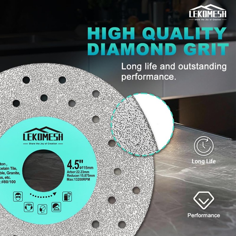 LEKOMESH Rock Slab Grinding Disc - 4.5 inch Glass Cutter