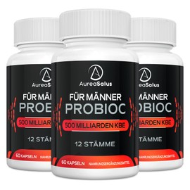 Aureasalus Probiotics for Men, 500 Billion CFU 12 Strains, for Men Probioc with Cranberry, Turmeric, Goji Berry, Gluten and Dairy Free, 60 Capsules (60 Pieces (Pack of 3)